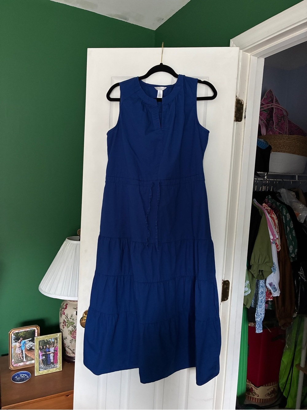 Blue Tiered Cotton Dress